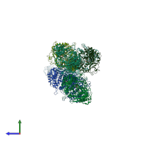 PDB entry 5ey8 coloured by chain, side view.