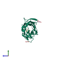 PDB entry 5f2f coloured by chain, side view.