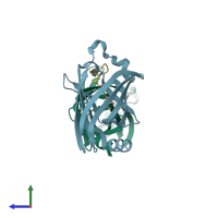 PDB entry 5f2u coloured by chain, side view.