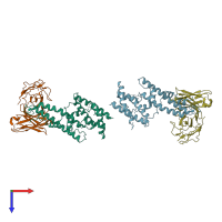 PDB entry 5f3j coloured by chain, top view.