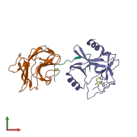 PDB entry 5f6l coloured by chain, front view.