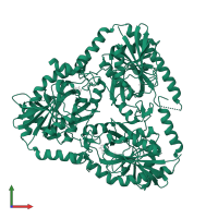 S-methyl-5'-thioadenosine phosphorylase in PDB entry 5f7o, assembly 1, front view.