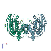 PDB entry 5f82 coloured by chain, top view.