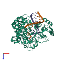 PDB entry 5f8i coloured by chain, top view.