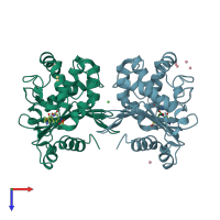 PDB entry 5faq coloured by chain, top view.