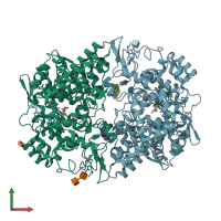 PDB entry 5fdq coloured by chain, front view.