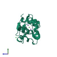PDB entry 5fel coloured by chain, side view.