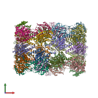 PDB entry 5fg9 coloured by chain, front view.