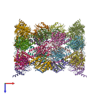 PDB entry 5fhs coloured by chain, top view.