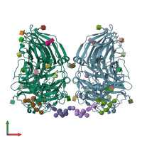 PDB entry 5fix coloured by chain, front view.