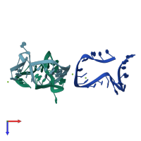 PDB entry 5fj0 coloured by chain, top view.