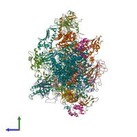 PDB entry 5fj8 coloured by chain, side view.