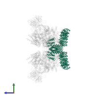 SERINE/THREONINE-PROTEIN KINASE MTOR in PDB entry 5flc, assembly 1, side view.