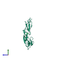 PDB entry 5fm9 coloured by chain, side view.