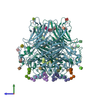 PDB entry 5fmd coloured by chain, side view.