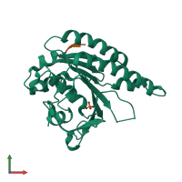 PDB entry 5fot coloured by chain, front view.