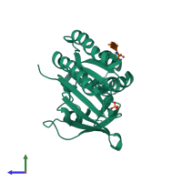 PDB entry 5fot coloured by chain, side view.