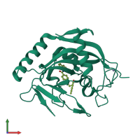 Monomeric assembly 1 of PDB entry 5fpg coloured by chemically distinct molecules, front view.