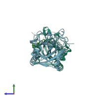PDB entry 5fpg coloured by chain, side view.