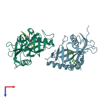 PDB entry 5fpg coloured by chain, top view.