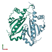 PDB entry 5fr7 coloured by chain, front view.