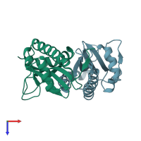 PDB entry 5fr7 coloured by chain, top view.