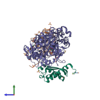 PDB entry 5fse coloured by chain, side view.