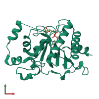 Monomeric assembly 1 of PDB entry 5fsy coloured by chemically distinct molecules, front view.