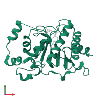 Macro domain-containing protein in PDB entry 5fsy, assembly 1, front view.