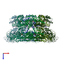 PDB entry 5ftj coloured by chain, top view.