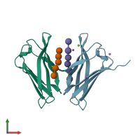 PDB entry 5fu2 coloured by chain, front view.