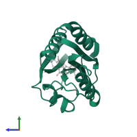 Flavodoxin in PDB entry 5fx2, assembly 1, side view.