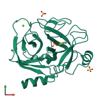 Monomeric assembly 1 of PDB entry 5fxl coloured by chemically distinct molecules, front view.