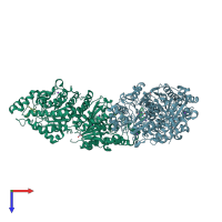 PDB entry 5g0i coloured by chain, top view.