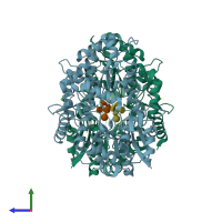 PDB entry 5g62 coloured by chain, side view.