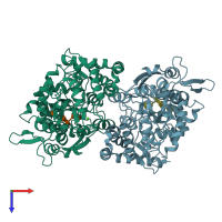 PDB entry 5g62 coloured by chain, top view.