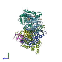 PDB entry 5gha coloured by chain, side view.