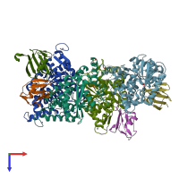 PDB entry 5gha coloured by chain, top view.