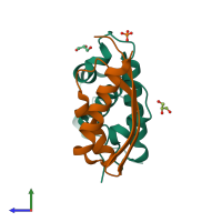 PDB entry 5gjk coloured by chain, side view.