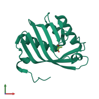 Monomeric assembly 1 of PDB entry 5gkw coloured by chemically distinct molecules, front view.