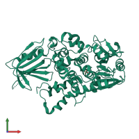 Monomeric assembly 2 of PDB entry 5gnh coloured by chemically distinct molecules, front view.