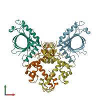 PDB entry 5gqq coloured by chain, front view.