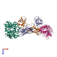 PDB entry 5gs2 coloured by chain, top view.