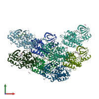 PDB entry 5gty coloured by chain, front view.