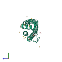 PDB entry 5gu1 coloured by chain, side view.