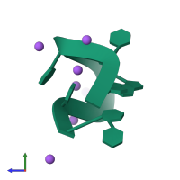Monomeric assembly 1 of PDB entry 5gwq coloured by chemically distinct molecules, side view.
