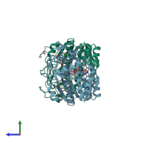 PDB entry 5gy7 coloured by chain, side view.