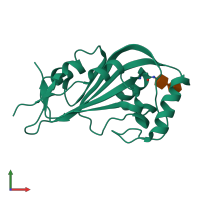 PDB entry 5gyq coloured by chain, front view.