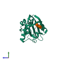 PDB entry 5gyq coloured by chain, side view.