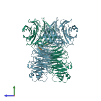 PDB entry 5h3u coloured by chain, side view.